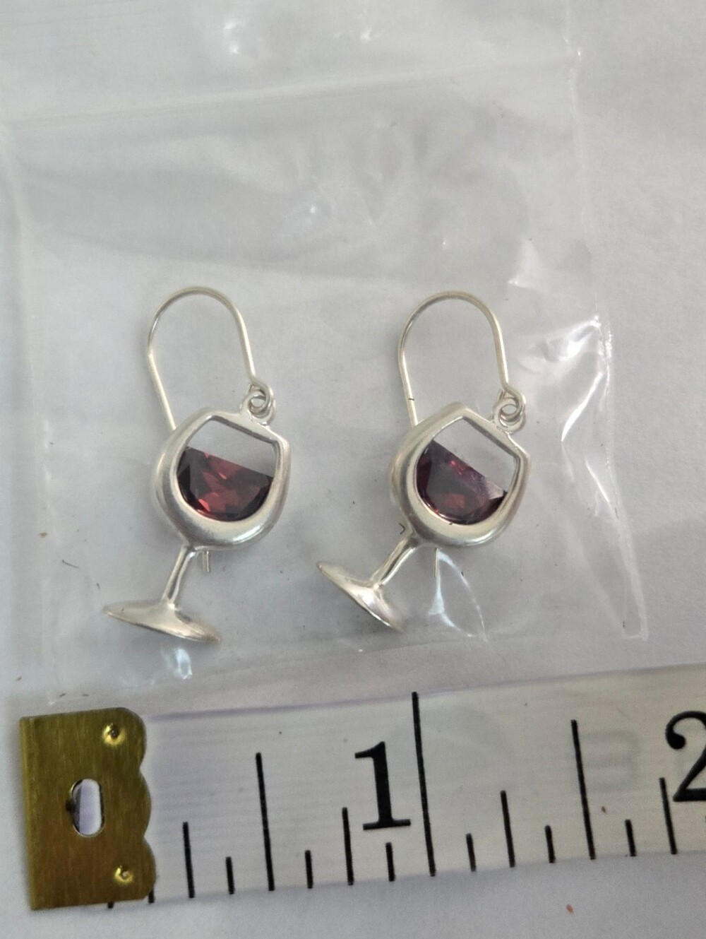 Silpada Designs Sterling Silver Red Wine Glass Drop Earrings - New - 925 Stamp - Picture 5 of 6